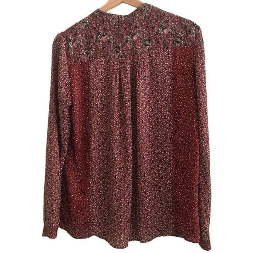 Zara Basic Top Red Multicolored Long Sleeves Slip… - image 5